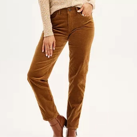 St. John Bay Corduroy Straight Leg Pants pumpkin color size 12 EUC - Picture 1 of 14